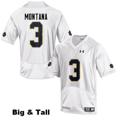 Notre Dame Fighting Irish Men's Joe Montana #3 White Under Armour Authentic Stitched Big & Tall College NCAA Football Jersey UTB2899CM